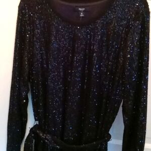 NEW. BLACK SEQUIN DRESS by SIMPLYVERA.  FULLY LINED.  SIZE XL.